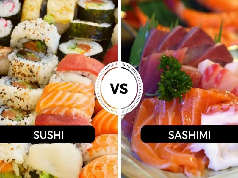 Sushi có cơm trộn giấm, còn sashimi là hải sản hoặc thịt thái lát ăn riêng, không có cơm.