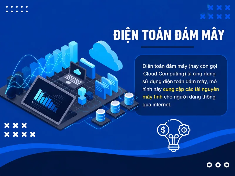 Điên toán đám mây là mô hình cung cấp các tài nguyên công nghệ thông qua Internet